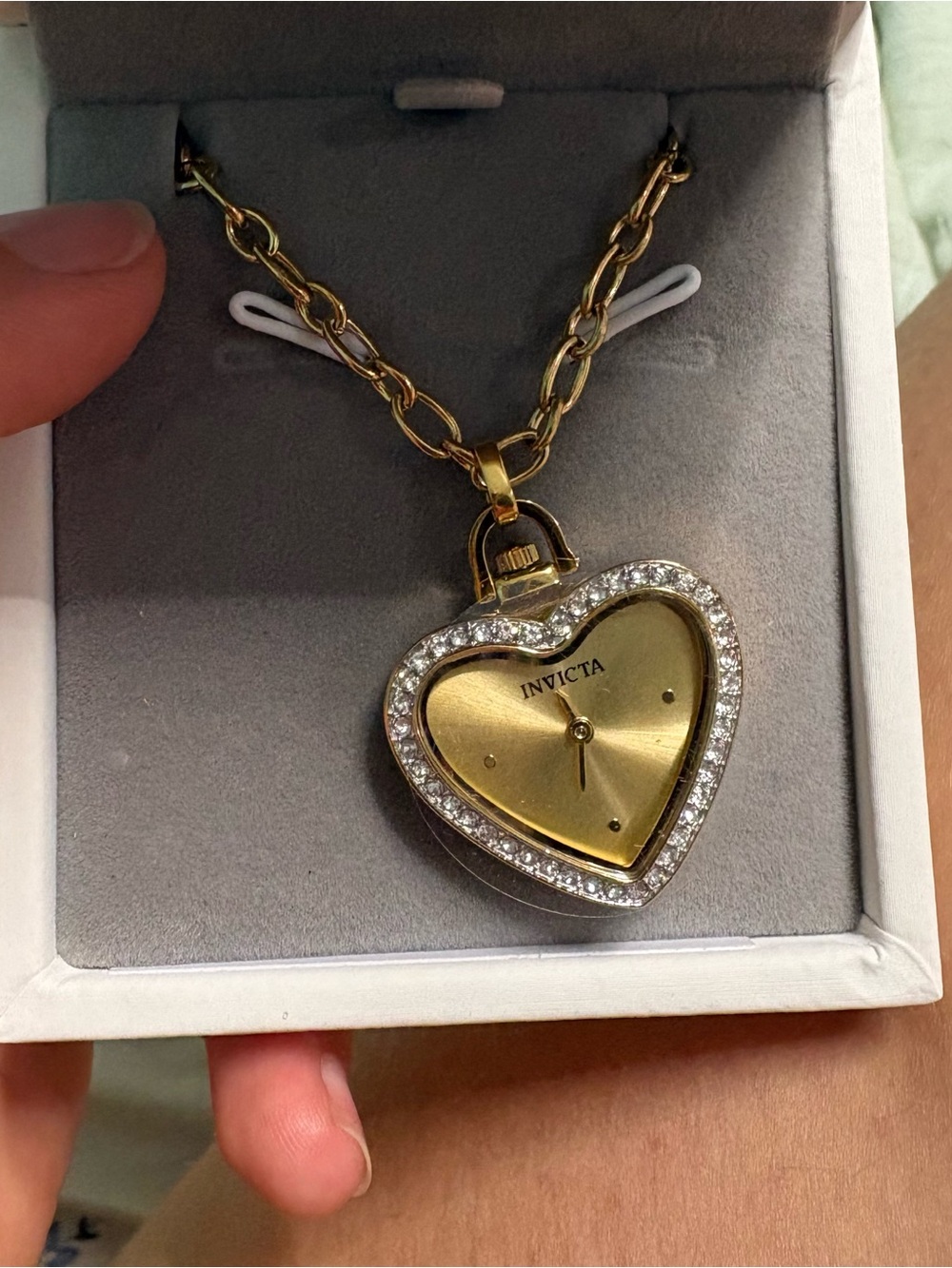 Invicta crystal incased watch necklace